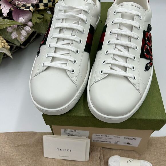 Men’s Gucci ace snake embroidered leather sneakers size 12.5 made in Italy - Picture 4 of 11